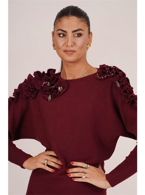 Maglia in viscosa elastica GM by Gai Mattiolo | GM4315BURGUNDY/GRIGIO